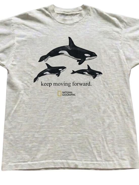 Gildan Tops - Gildan National Geographic "Keep Moving Forward" Orca Graphic Tee - White